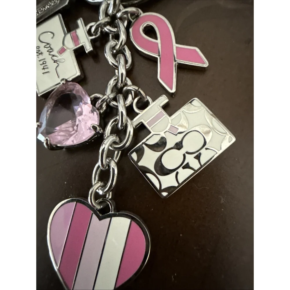 Vintage COACH BCA Breast Cancer Awareness Keychain Fob Multi Purse Charm #92161 - Picture 3 of 7